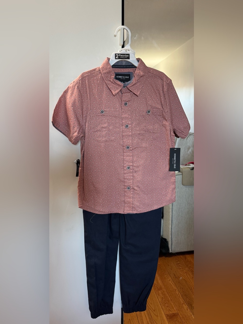 Kenneth Cole Dusty Rose Short-Sleeve Button-Down Shirt